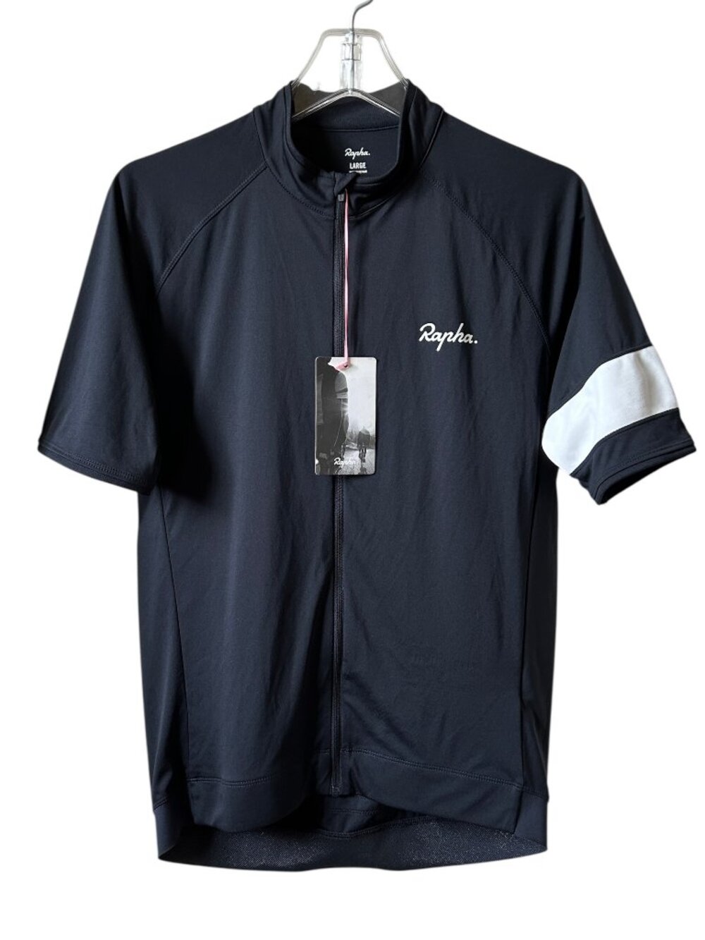 New! RAPHA Men’s Core Lightweight Cycling Jersey Black White Short Sleeve L NWT